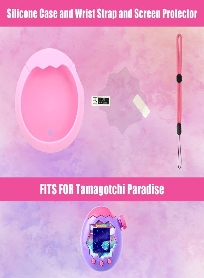 YouKnow Silicone Case for Tamagotchi Paradise Interactive Toy Digital Pet, with Screen Protector and Wrist Strap (Pink) - Image 2